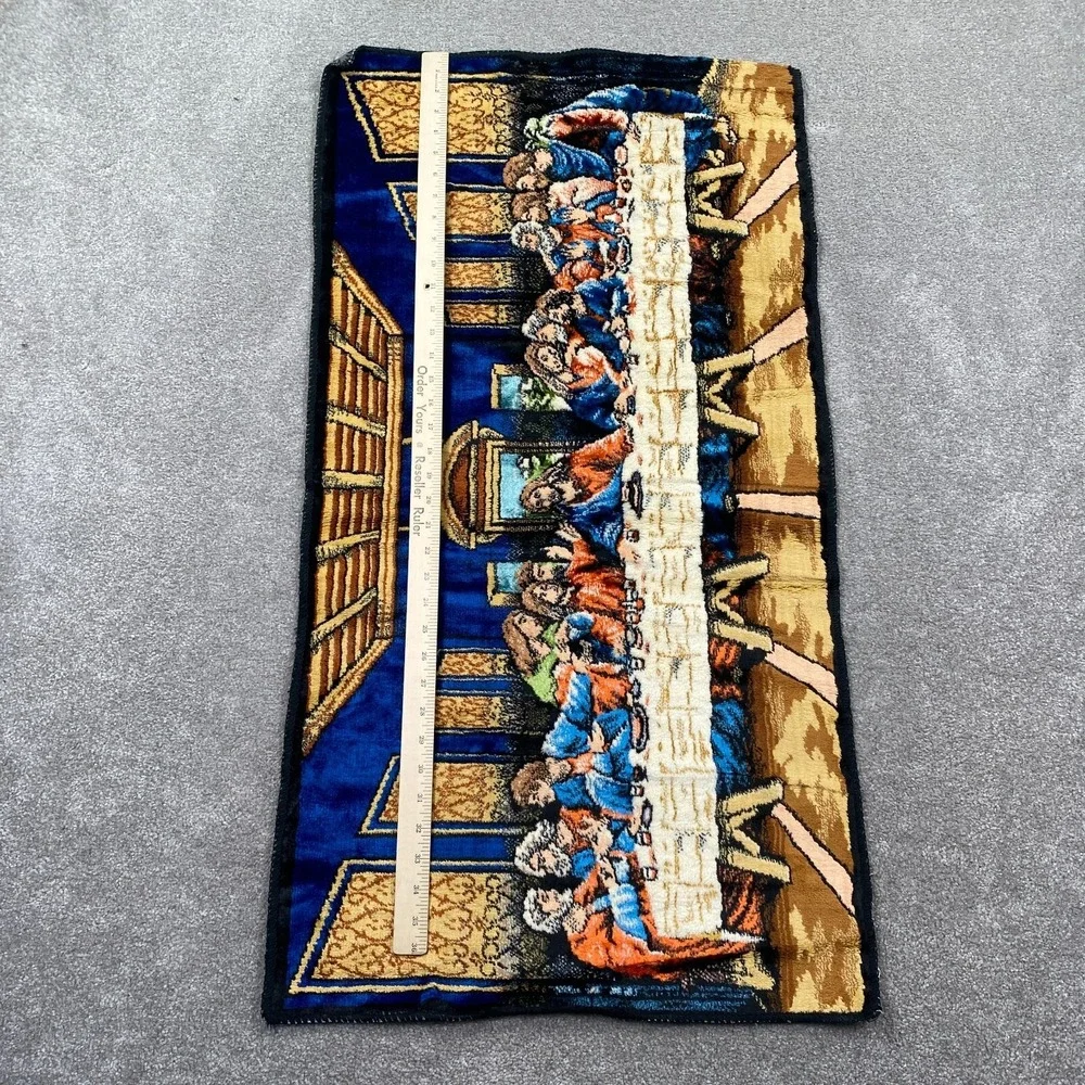 Vintage Religious Rug Mid Century Jesus‎ Last Supper Wool Tapestry Italy 20
